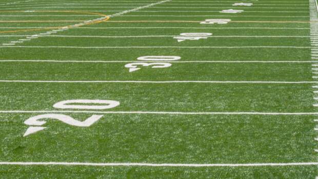 A view of a football field.