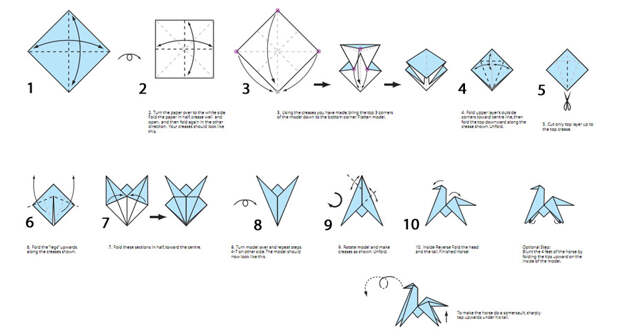 оригами лошадь из бумаги