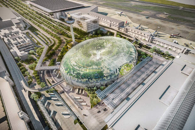 Уникальное сооружение Jewel Changi Airport в известном аэропорту