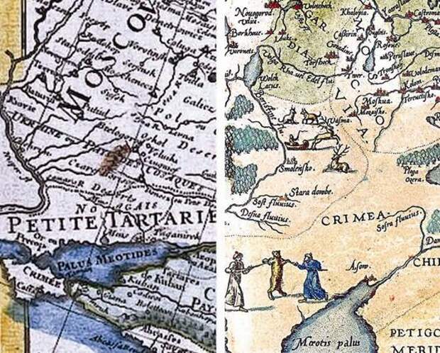 Рис. 5. Два фрагмента карт: слева – Северное Причерноморье перед 1706 годом