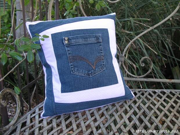 Подушка из джинсов для садовой скамейки (5) (510x383, 213Kb)
