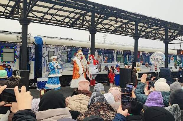 Поезд Деда Мороза с кукольным театром и иллюминацией сделал остановку в Тамбове