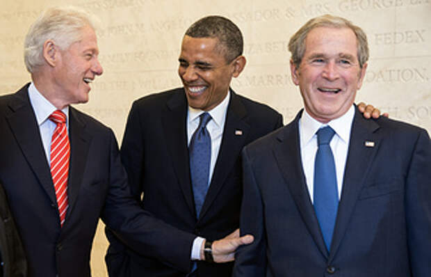 Билл Клинтон, Барак Обама, Джордж Буш-младший (слева направо)