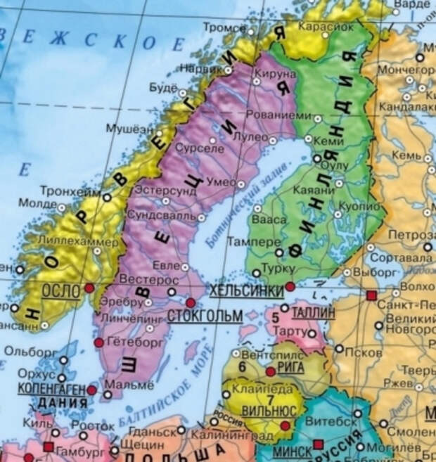 Карта прибалтики и калининградской области политическая