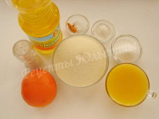 ингредиенты для апельсинового манника на соке