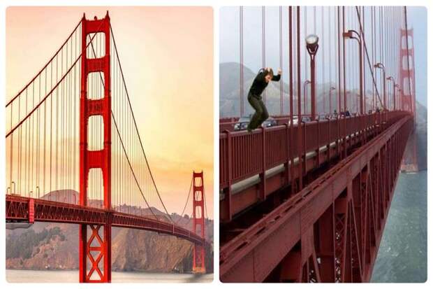 Мост Золотые Ворота - самое популярное место самоубийств в мире. В среднем люди прыгают с моста раз в две недели. Человек, прыгнувший с самой высокой точки этого моста, упадет с высоты 75 метров, прежде чем нырнуть в холодные воды залива Сан-Франциско внизу.