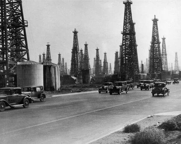 Нефтяные вышки Калифорнии. США, 1930-е история, ретро, фото, это интересно