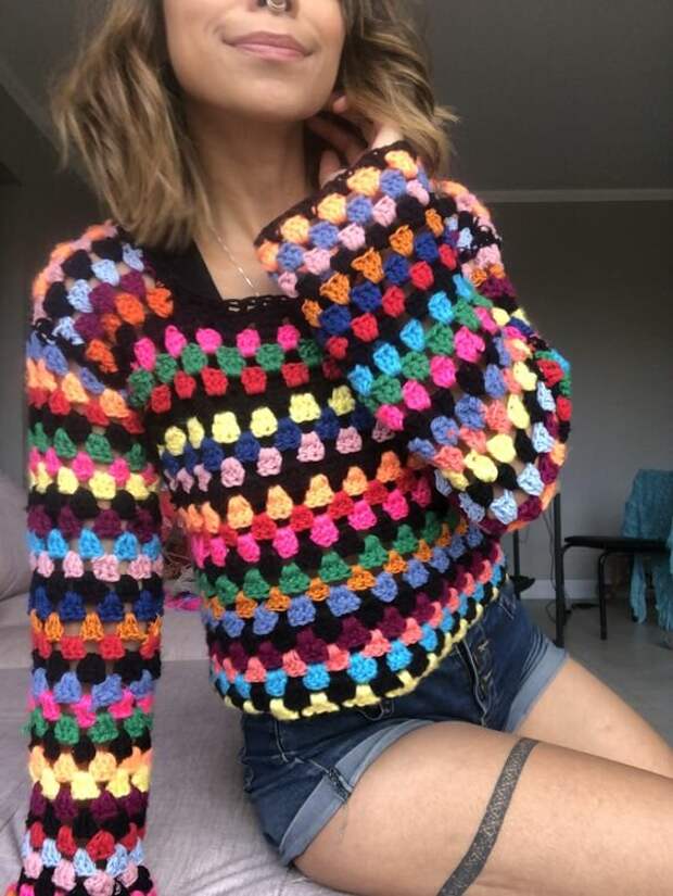 Разноцветные свитера крючком: идеи + схемы. Восторг цвета!