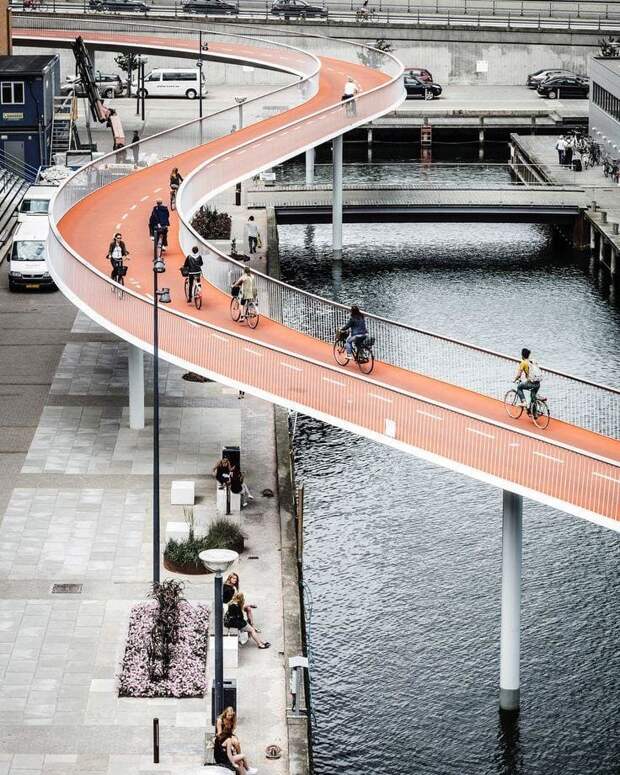 Велосипедный мост, Копенгаген, Дания архитектура, модернизм, необычно, фантазия