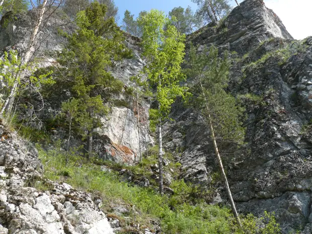 Камень Дыроватые Ребра около деревни Усть-Койва на реке Чусовой