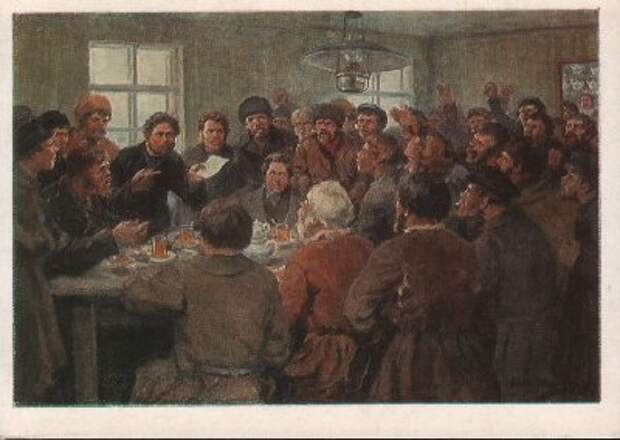 Владимиров Иван. Морозовские ткачи обсуждают требования накануне стачки (1885 год)