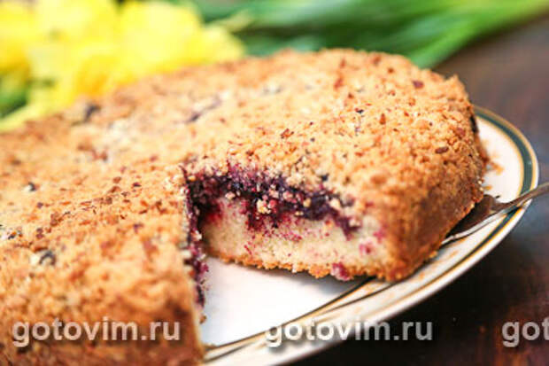 Пирог с черной смородиной под штрейзельной крошкой. Фото-рецепт