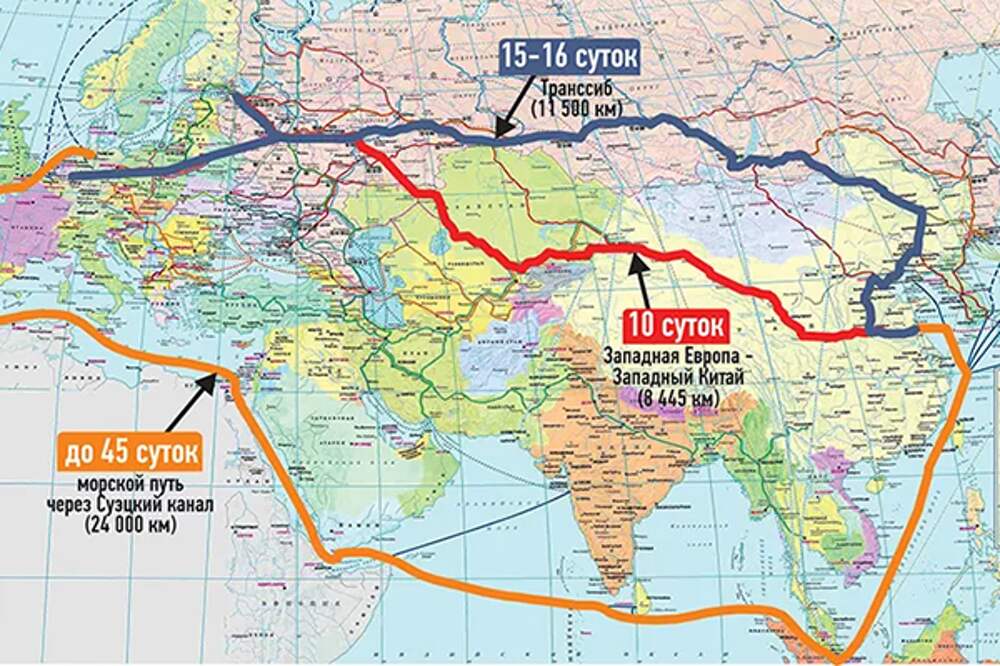 Карта железных дорог евразии