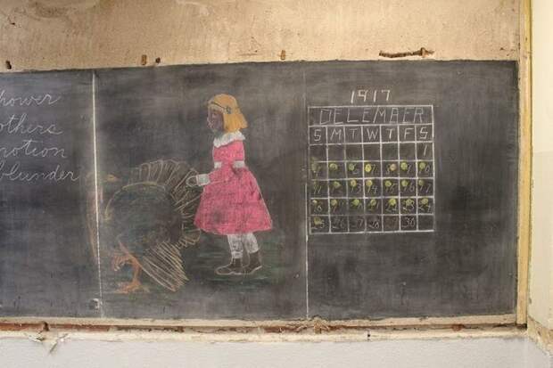 Записи на школьной доске, датированные 1917 годом. Обнаружены в школе города Оклахома-Сити, США история, ретро, фото, это интересно