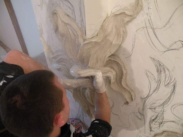 Потрясающие художественные идеи в отделке стен  творчество, ремонт, своими руками, стены