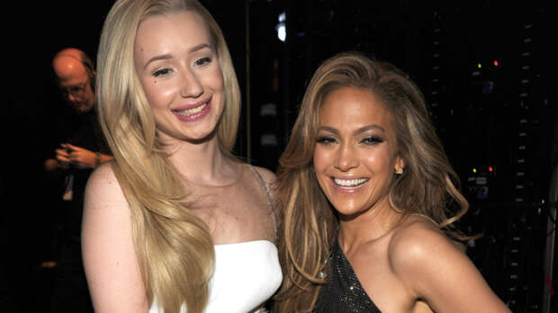 Iggy Azalea and Jennifer Lopez at the MGM Grand Garden Arena on May 18th, 2014 in Las Vegas, Nevada. 
