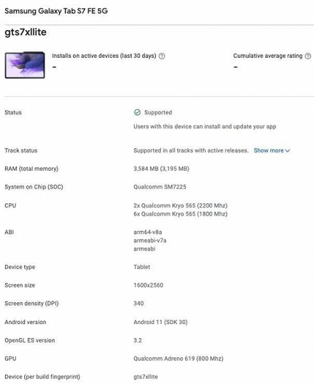 Samsung готовит новый аппарат Fan Edition, но это будет не смартфон. Планшет Galaxy Tab S7 FE засветился в Сети