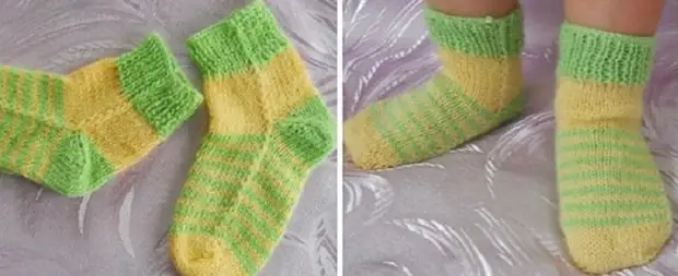 Как вязать носки на двух спицах