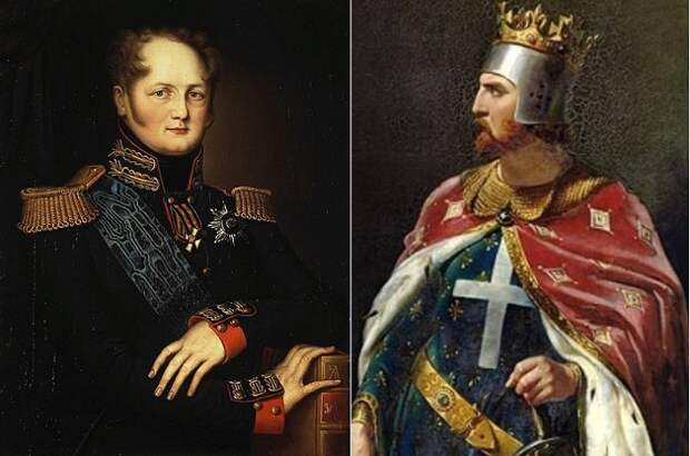 Слева: российский император Александр I, справа: английский король Ричард Львиное Сердце.