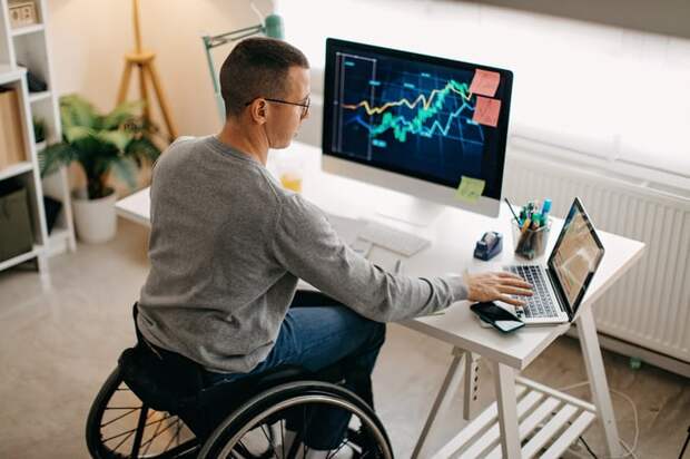 Investor looking at chart on computer.