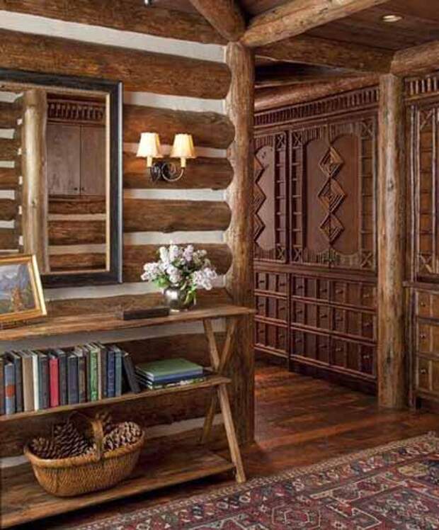 красивый интерьер деревянного дома фото
