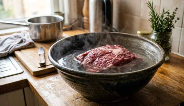Размораживать мясо в воде можно — но только по одному правилу