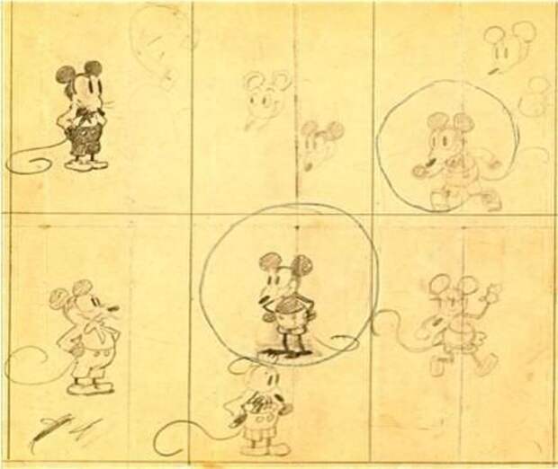 Ранние рисунки Микки Мауса от Уолта Диснея