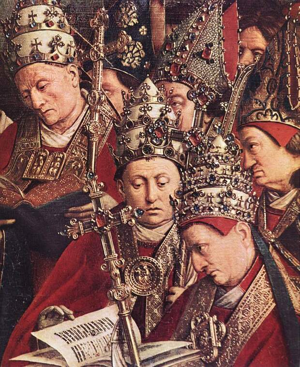 Ян ван Эйк - Eyck Jan van The Ghent Altarpiece Adoration of the Lamb detail bottom right