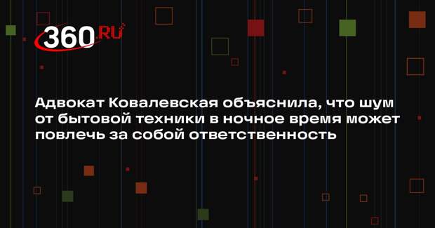 Адвокат Ковалевская объяснила, что шум от бытовой техники в ночное время может повлечь за собой ответственность
