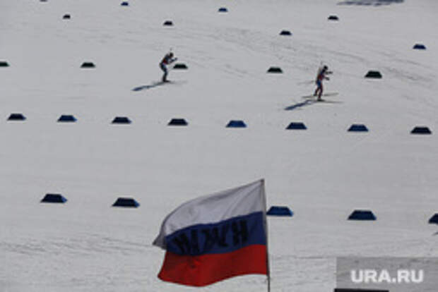 Чемпионат России по биатлону. Тюмень, биатлон, флаг россии