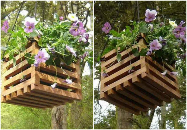 Кашпо из деревянных планок. | Фото: Pinterest. Кашпо из деревянных планок. | Фото: Pinterest.