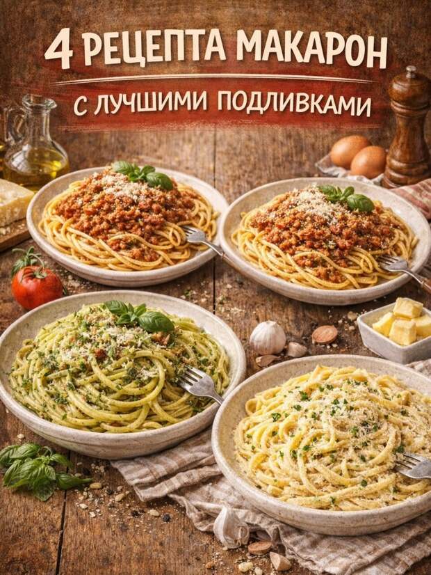 Кулинария> 4 рeцептa макарон с самыми знаменитыми подливками !