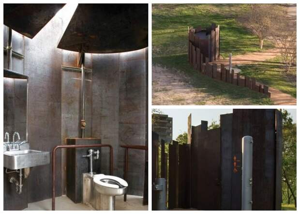 Странная конструкция общественного туалета компенсируется предоставляемыми возможностями (туалет Trail Restroom, США).
