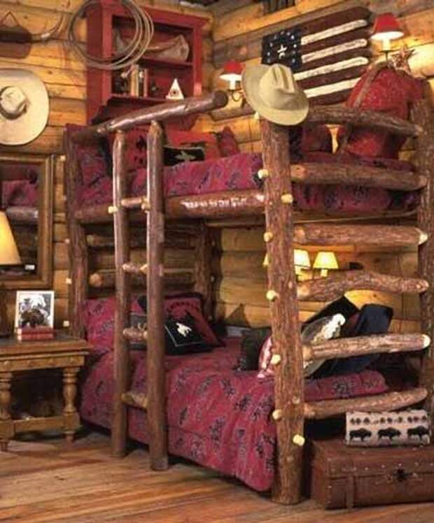интерьер деревянного дома фото кровати