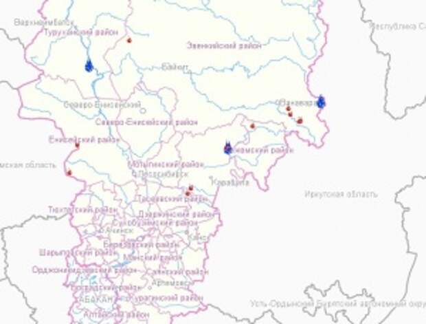 Карта дорог красноярского края с населенными пунктами подробная