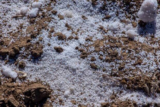 The fertilizers on the tractor dirty traces