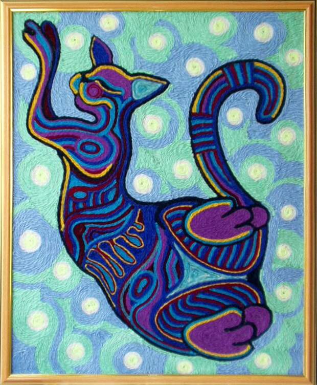 Вязаная картинка кошки