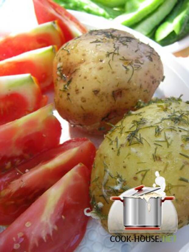 Картофель, запеченный с укропом и чесноком