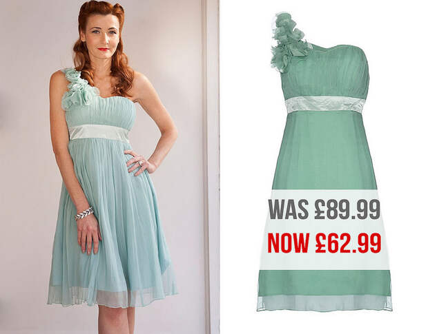 Fever Delphinium One Shoulder Chiffon Dress Duck Egg Blue