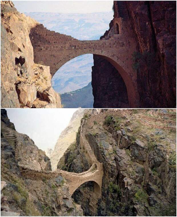 Структура переправы спроектирована так, чтобы развалиться за считанные минуты в случае попытки вторжения захватчиков (Shaharah Bridge, Йемен).