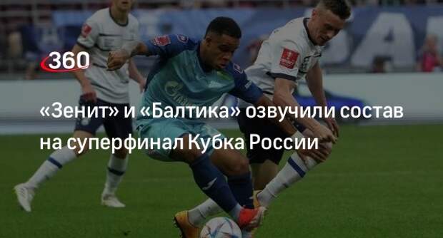 «Зенит» и «Балтика» озвучили состав на суперфинал Кубка России