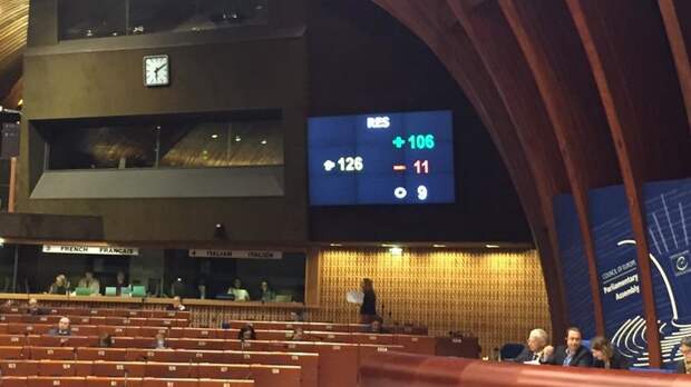 Резолюция ПАСЕ была принято 106 голосами за