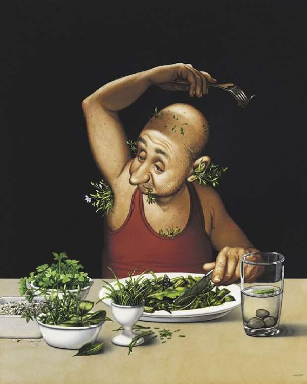 Вегетарианская диета. Сатира от Gerhard Haderer.
