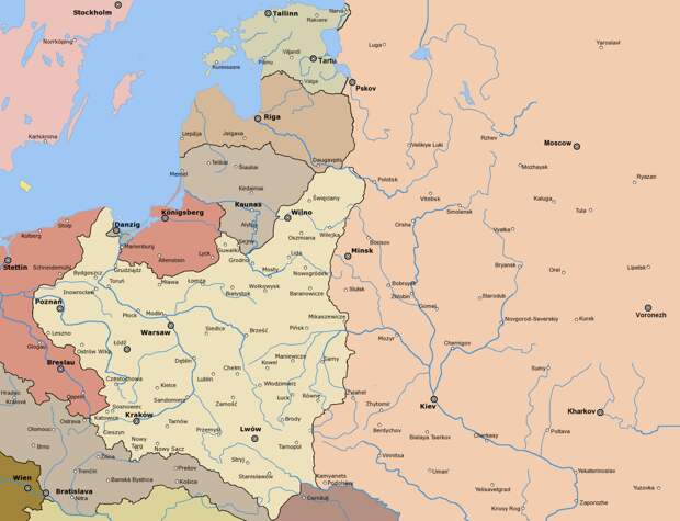 Польша по итогам Версальского и Рижского договоров.