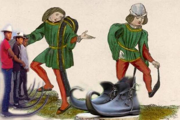 Пулены, обувь с 50-сантиметровым носком, которая была в моде в Средние века
