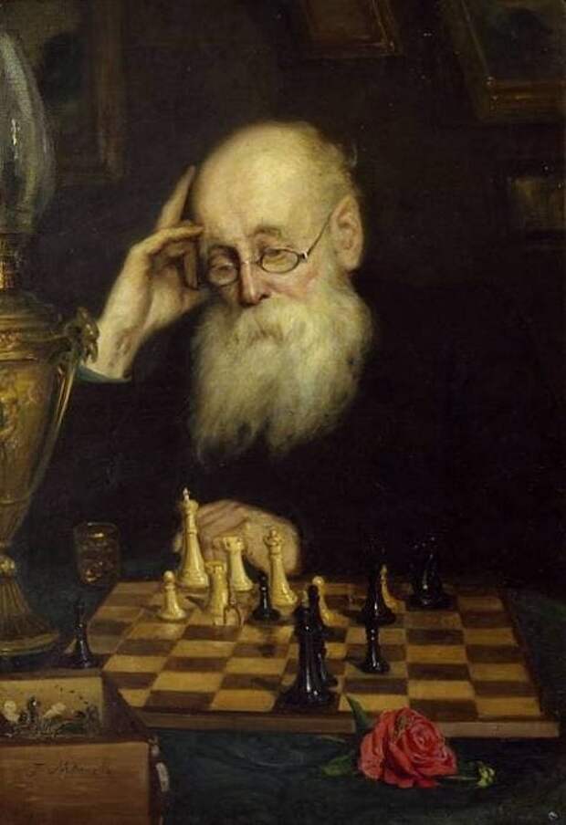 Сам с собою, или Игра в шахматы. 1907 год. Музей шахмат. Автор: Г.Г. Мясоедов. Сам с собою, или Игра в шахматы. 1907 год. Музей шахмат. Автор: Г.Г. Мясоедов.