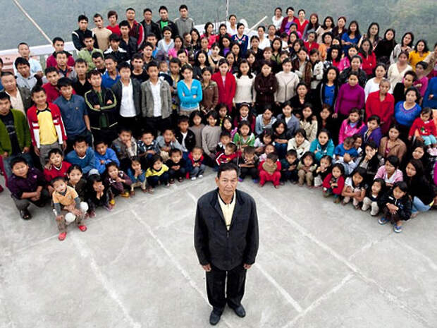 Зиона Чан - Глава самой большой семьи в мире.
