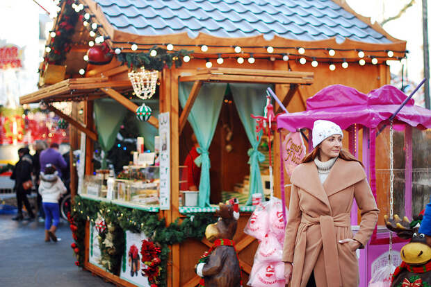 Over 40 fashion: Camel wrap coat styled casually
