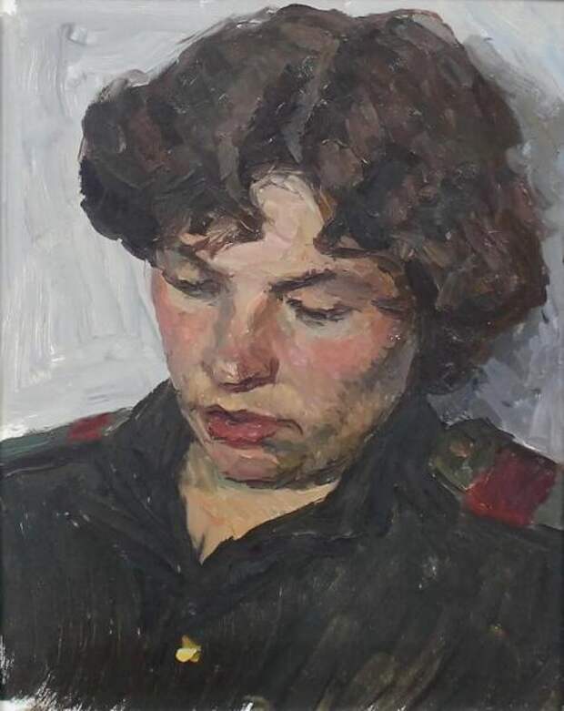 О. Г. Бетехтин, «Голова девушки в гимнастёрке», 1956 г.