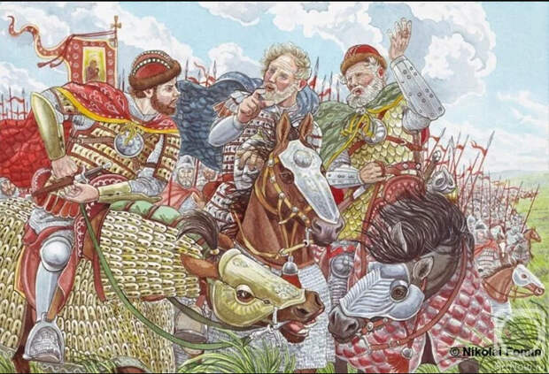 Три Мстислава — Галицкий, Киевский и Черниговский (Иллюстрация из открытых источников)